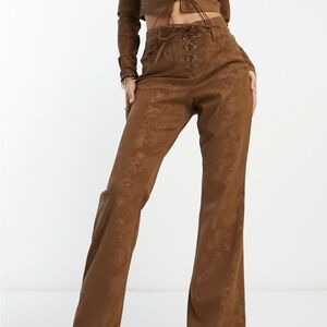 AFRM Brown Lace-Up Flare Pants